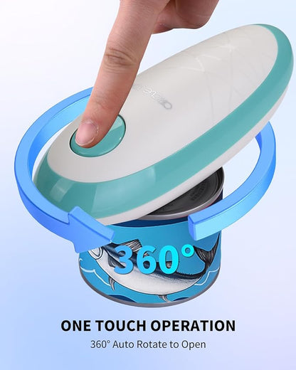CIRCLE JOY Electric Can Opener, One-Touch Automatic Can Opening with Smooth Edges, Food Safety Handheld Battery-Operated Can Opener for Kitchen and Seniors, Green - Image 8