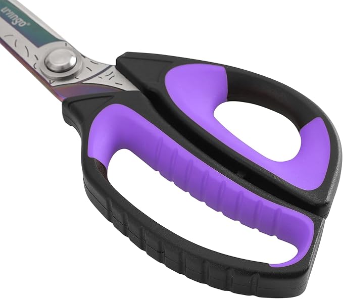 LIVINGO Heavy Duty Industrial Scissors: 10" Utility Stainless Steel Scissors all Purpose Premium Titanium Coating Forged Shop Shears for Household Pruning, Gardening, Construction, Black & Purple - Image 4