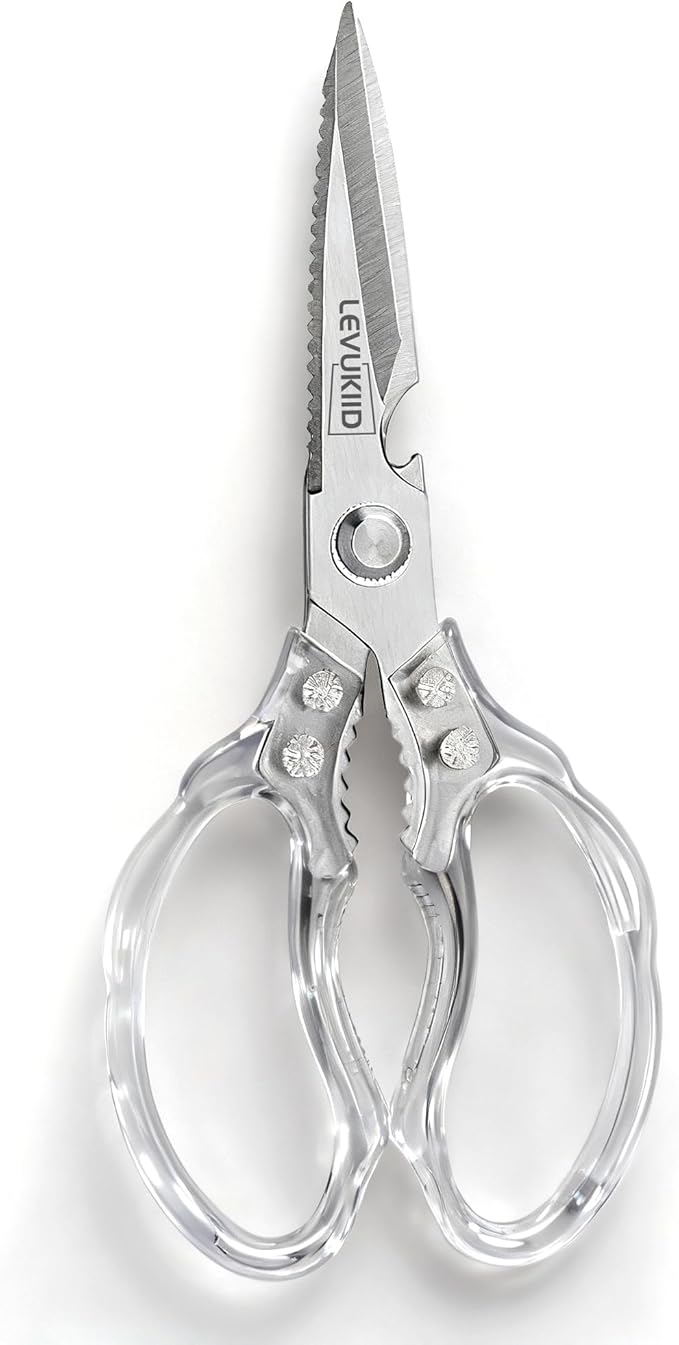 Kitchen Scissors, Transparent and Stylish Handle, Suitable For Cutting Various Foods and Their Packaging, Suitable For Large Hands