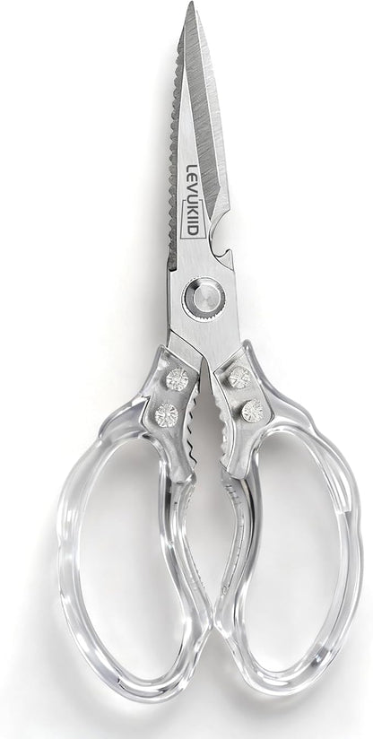 Kitchen Scissors, Transparent and Stylish Handle, Suitable For Cutting Various Foods and Their Packaging, Suitable For Large Hands