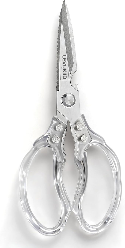 Kitchen Scissors, Transparent and Stylish Handle, Suitable For Cutting Various Foods and Their Packaging, Suitable For Large Hands