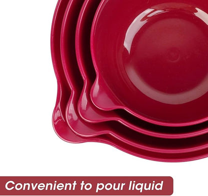 BoxedHome 4 Pack Nesting Mixing Bowl Set with Pour Spout and Handle, Non-Slip Bottom, BPA free Microwave & Dishwasher Safe(Deep Carmine) - Image 5