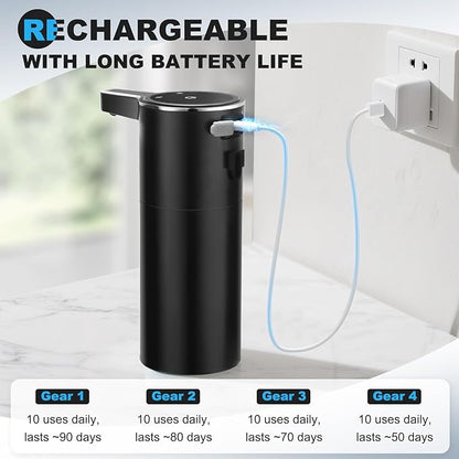 Automatic Soap Dispenser Liquid Touchless: 13.52oz/400ml Wall USB Rechargeable - 4-Level Adjustable Modern Electric Hand Soap Dispenser - Kitchen Bathroom Kids Family Black - Image 7