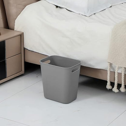 UUJOLY Plastic Trash Can Wastebasket, Garbage Container Basket for Bathrooms, Kitchens, Offices, Kids Rooms, Grey, 3.5 Gallon, 2 Pack