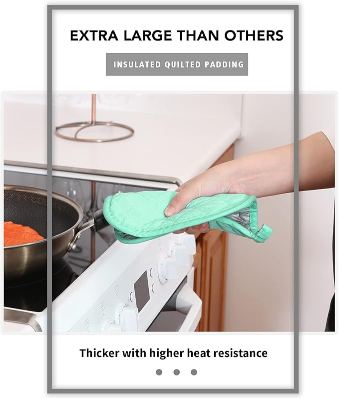 Joyhalo 4 Pack Pot Holders for Kitchen,Cotton Oven Holder with Great Heat Resistance,Non Slip Hot Pads for Kitchen Clearance, Aqua - Image 3