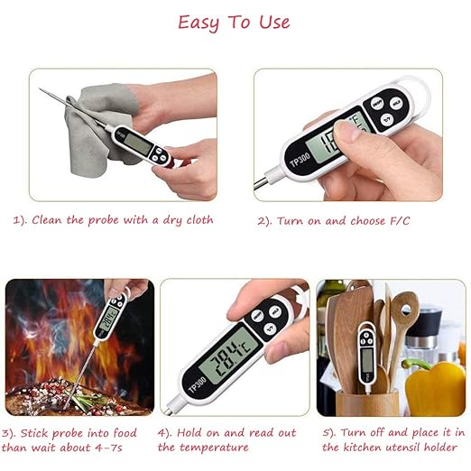 Digital Meat Food Thermometer for Cooking Kitchen BBQ, Probe Instant Read Thermometer with Long Probe for Candy Candle Milk Yogurt Deep Fry Roast Baking Temperature - Image 5