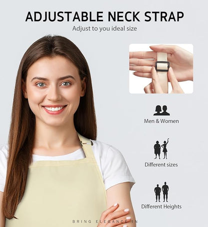 Syntus Apron for Men Women, Adjustable Cooking Kitchen Chef Aprons with 2 Pockets, Cotton/Polycotton/Polyester - Image 4