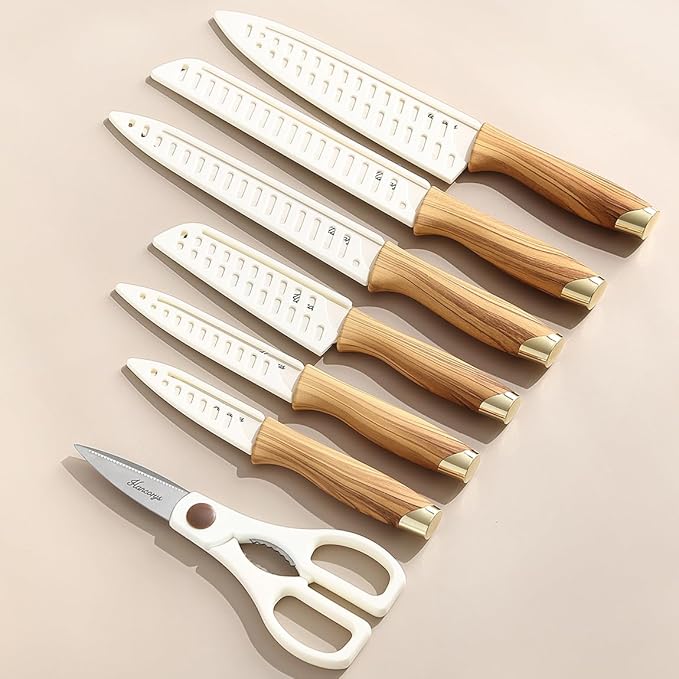 Knife set, 13 Pieces Kitchen Knives Set, Nonstick Ceramic Anti-Rust Coating and Blade Guard, Holiday Gifts for Kitchen, Camping Essentials - Image 2