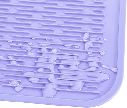 MicoYang Silicone Dish Drying Mat for Multiple Usage,Easy clean,Eco-friendly,Heat-resistant Silicone Mat for Kitchen Counter or Sink,Refrigerator or Drawer Liner Light Purple 4XL 32 inches x 18 inches - Image 9