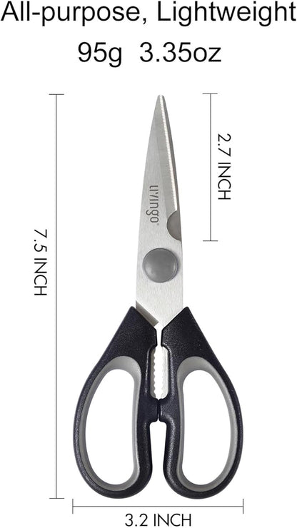 LIVINGO 7.5" Kitchen Scissors All Purpose for Sharp Cutting Small Bones & Vegetables, with Nutcracker Grip Comfortable, Heavy-duty Food Shears for Home Cooking - Image 2