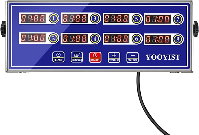 Professional Commercial 8 Channel Multiple Kitchen Timers Digital Calculagraph Programmable Loud for Restaurant Food Fryer Baking Cooking Stainless Steel Heavy Duty. by YOOYIST