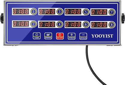 Professional Commercial 8 Channel Multiple Kitchen Timers Digital Calculagraph Programmable Loud for Restaurant Food Fryer Baking Cooking Stainless Steel Heavy Duty. by YOOYIST