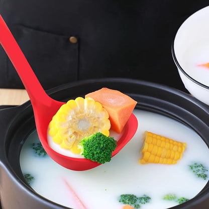 12" Silicone Ladle Spoon Set of 2, Long handle soup spoons Seamless & Nonstick, Heat resistant 600 °F Kitchen Soup Ladles for Cooking. - Image 4