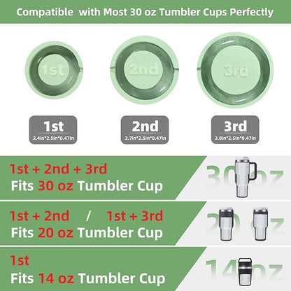 Tcamp Ice Cube Tray for 30 oz Tumbler Cup Ice Mold, 3 Pcs Silicone Hollow Cylinder Ice Tray with Lid and Bin for Freezer, Ice Drink, Juice, Whiskey, Cocktail (Green)