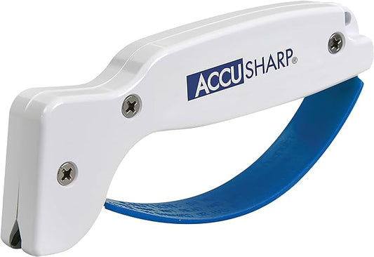 AccuSharp Knife Sharpener, Ergonomic Comfortable Handle, Compact & Easy to Use, Restore and Hone Straight & Serrated Knives, White by AccuSharpKnifeSharpeners