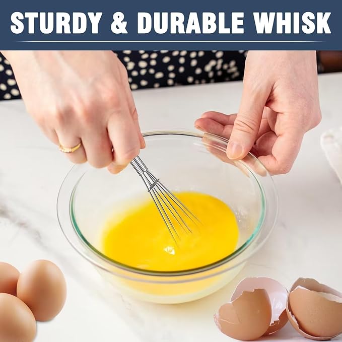 Eddeas Mini whisk, Small Whisk 2 Pieces, 5in and 7in 304 Stainless steel Wire Whisk for Whisking, Beating, Mixing Sauces, Blending Ingredients - Image 6
