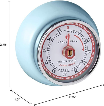 Zassenhaus Magnetic Retro Kitchen Timer, Classic Mechanical Cooking Timer (Light Blue) - Image 4