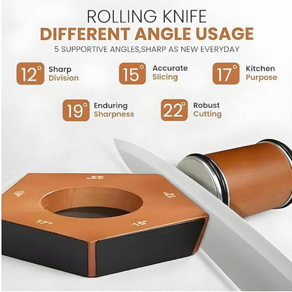 5 Angles High Carbon Stainless Steel Rolling Knife Sharpener with 400, 1000 & 3000 Replacement Discs - Blunt Knife Sharpening Kit with 12°, 15°, 17°, 19° and 22° Sharpening for Kitchen & Chef's Knives - Image 5