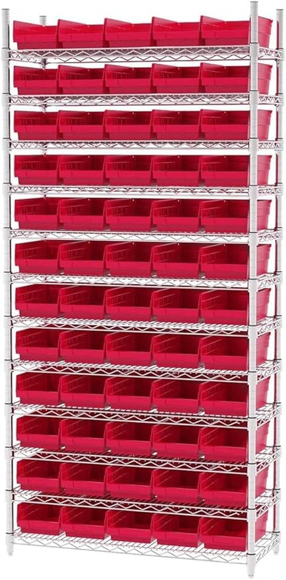 Akro-Mils 30130 Plastic Shelf Bins, Heavy Duty Storage Bins for Garage, Closet, and Drawer Organization, 12" x 6-1/2" x 4", Red, 12-Pack - Image 6