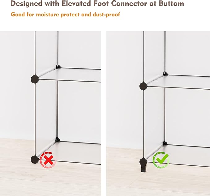 HOMIDEC Closet Organizers and Storage, 9 Cube Storage Organizer, Portable Closet Organizer Storage Cubes Shelves for Clothes, Bedroom, Wardrobe, Kids Room, Bathroom, Transparent - Image 5
