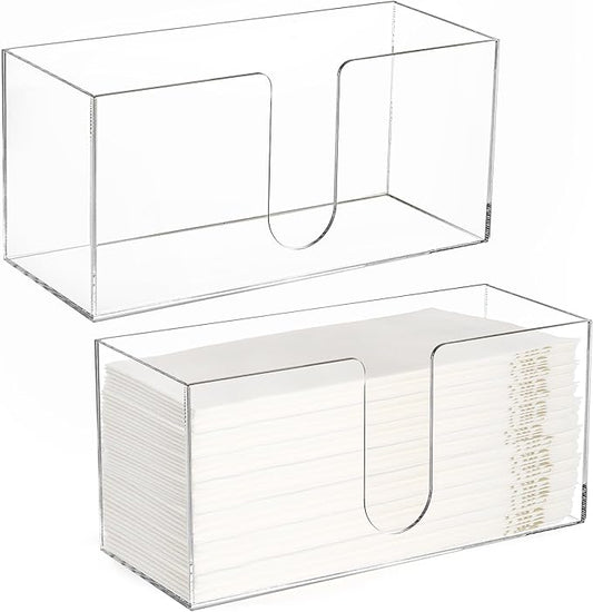 ZAVOOS 2 Pack Acrylic Paper Towel Holder, Folded Countertop Z-fold C-fold Trifold Napkin Dispenser, Clear Hand Towel Storage Holder Tray for Bathroom, Kitchen, Restaurant by AllfortheBetterLife