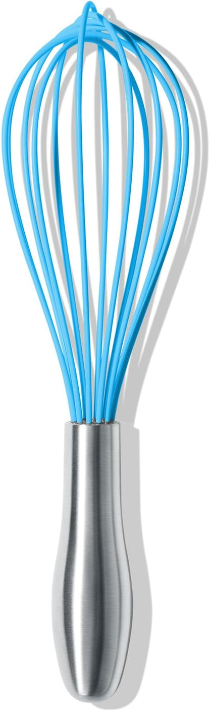 OYV 10-Inch Blue Silicone Whisk, Heat Resistant 480°F Kitchen Whisk with Stainless Steel Ergonomic Handle, Non-Scratch for Nonstick Cookware, Dishwasher Safe, Perfect for Blending, Cooking & Beating by OYV