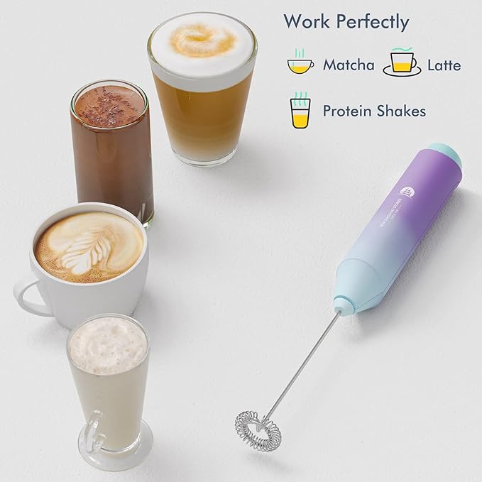 Powerful Milk Frother Handheld Foam Maker, Mini Whisk Drink Mixer for Coffee, Cappuccino, Latte, Matcha, Hot Chocolate, No Stand, North Light - Image 4
