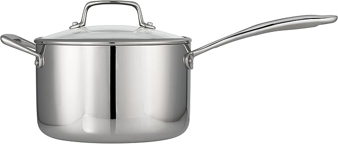 Tramontina Tri-Ply Clad Stainless Steel 4-Quart Sauce Pan with Glass Lid, Induction-Ready, Dishwasher-Safe, NSF-Certified - Image 2