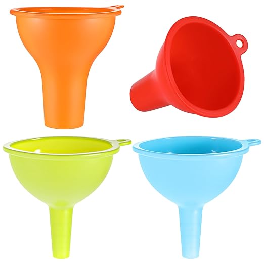 4 Pcs Silicone Kitchen Funnels - Flexible Condiment Sauce Canning Wide Mouth Funnel - Funnels for Kitchen Use Filling Bottles Jars Cans Powder Liquid Spices by Unknown