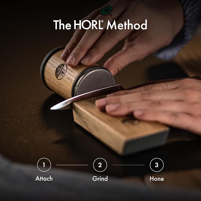 HORL 2 Oak Kitchen Knife Sharpener for Razor Sharp Edges Made in Germany - Rolling Sharpener for knives - Rolling Knife Sharpening Kit with Magnetic Holder with 15 & 20 Degrees - Image 5
