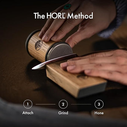 HORL 2 Oak Kitchen Knife Sharpener for Razor Sharp Edges Made in Germany - Rolling Sharpener for knives - Rolling Knife Sharpening Kit with Magnetic Holder with 15 & 20 Degrees - Image 5