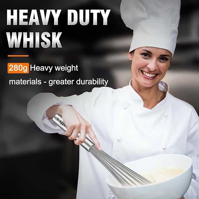 Walfos Whisk,14in Large Whisks, Heavy Duty Stainless Steel Wire Whisk for Blending, Whisking, Beating Suitable for stirring and mixing containers such as deep pots or big bowl at home or store. - Image 4