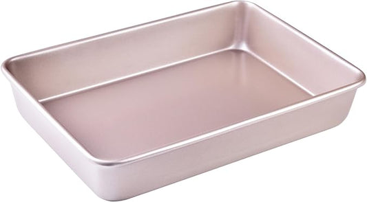 9 x 13 Inch Nonstick Rectangle Cake Pan, Deep Dish Loaf Pan for Baking, Roasting, Bread, Jelly Roll, Pizzas, Pastries 13.7" x 9.76" X 2.36"(Champagne Gold)