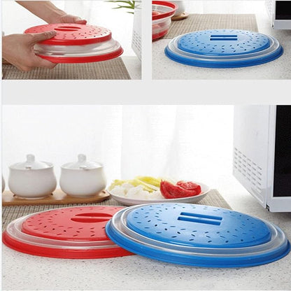 Collapsible Microwave Splatter Cover, Microwave Plate Cover With Steam Vent，BPA-Free Silicone & Plastic (ink blue, 10.5IN)
