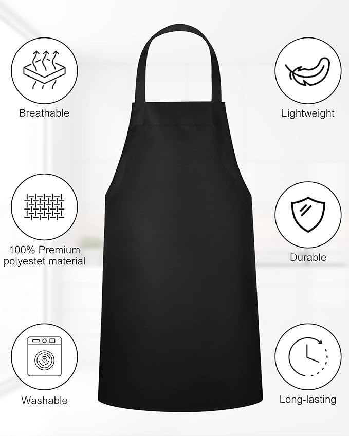 Foaincore 36 Pack Bib Aprons Bulk Plain Aprons for Man Woman Adult Unisex Apron Machine Washable Adjustable Bib Apron(Black) - Image 3