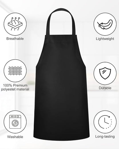 Foaincore 36 Pack Bib Aprons Bulk Plain Aprons for Man Woman Adult Unisex Apron Machine Washable Adjustable Bib Apron(Black) - Image 3