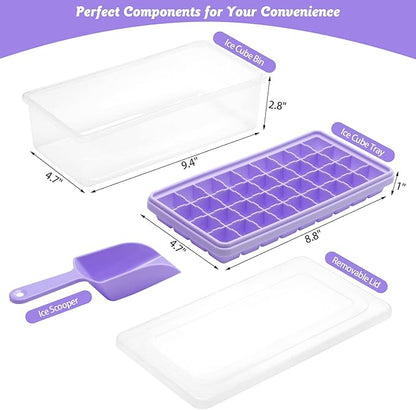 Silicone Ice Cube Tray with Leak-Proof Lid & Storage Bin for Freezer – BPA-Free 36-Piece Nugget Ice Molds, Spill-Resistant Cover & Ice Scoop Container Cover - Image 2