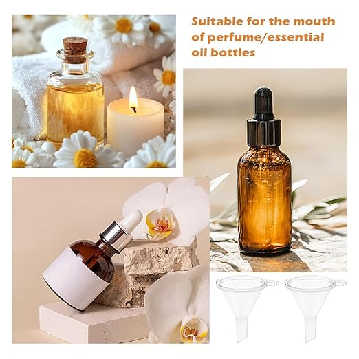 Mini Funnel Kit, 12-Piece Set: 8 Small Funnels (2 Sizes) + 4 Mini Droppers, Food-Grade PP Funnels for Filling Small Bottles, Oils, Spices and Perfume