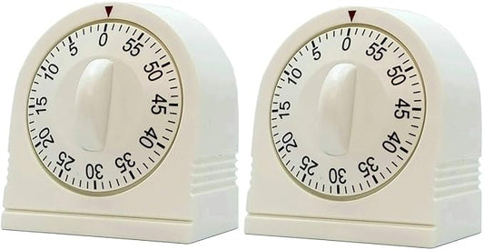 60 Minute Wind Up Timer, Visual Mechanical Timer with Loud Alarm, Manual Countdown Timers for Classroom, Home, Study and Cooking (2 Pack) by NUOSWEK