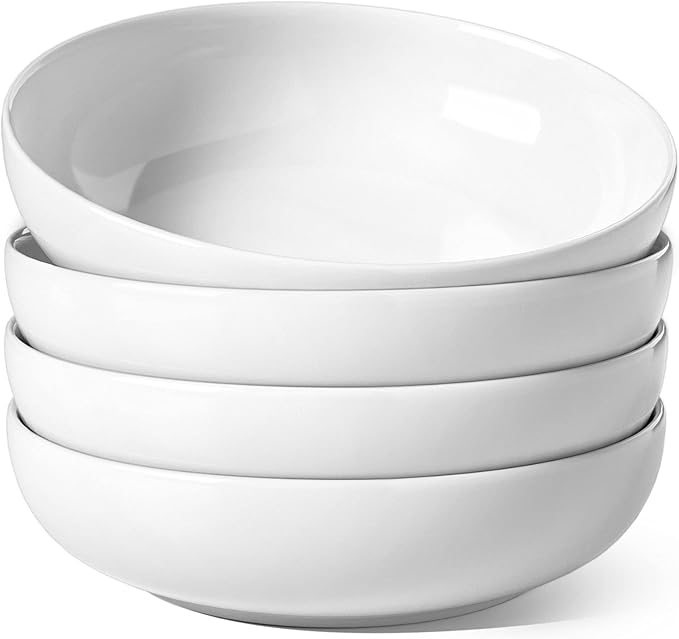 LE TAUCI Pasta Bowls 45 oz, Salad Bowls Set for Serving Soup, Pasta, Noodle, Dinner, Large Kitchen Bowl Plates, Microwave Safe - 8.5 Inch, Set of 4, White by LETAUCI