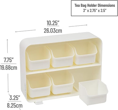 Mind Reader Tea Bag Organizer, Tea Station Organizer, Countertop Storage, Kitchen, Plastic, 10.25"L x 3.25"W x 7.75"H, White - Image 3