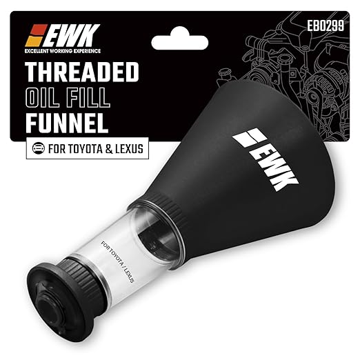 EWK Oil Funnel Threaded Engine Oil Fill Funnel, Secure No-Leak Design for Toyota & Lexus Engines, Hands-Free Spill-Free Oil Change Tool for DIY Owners & Professional Technicians