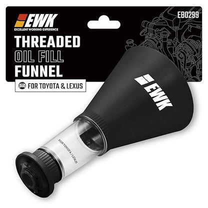 EWK Oil Funnel Threaded Engine Oil Fill Funnel, Secure No-Leak Design for Toyota & Lexus Engines, Hands-Free Spill-Free Oil Change Tool for DIY Owners & Professional Technicians