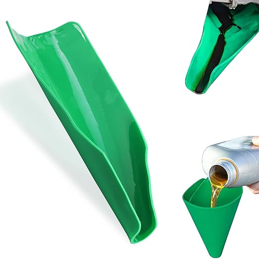 Reused Flexible Foldable Oil Funnel, Multi-Purpose Form a Funnels for Automotive Use, Easy to Clean Small Wide Mouth Funnel for Oil Drain, Available in Green by Unknown