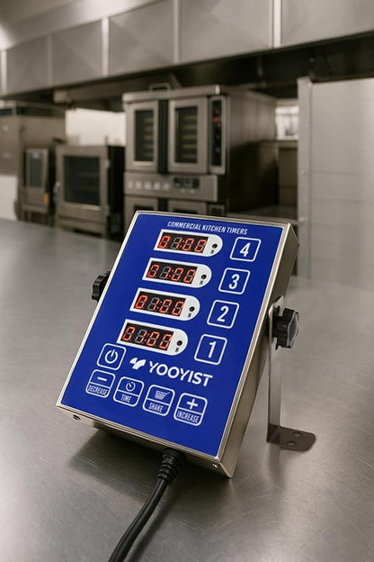 Precision Kitchen Timers for Cooking – 4 Channel Commercial Kitchen Timer Restaurant Kitchen Supplies – Stainless Steel Digital LED Chef Cooking Timer – Reminder Function, Loud Alarm, Blue - Image 4