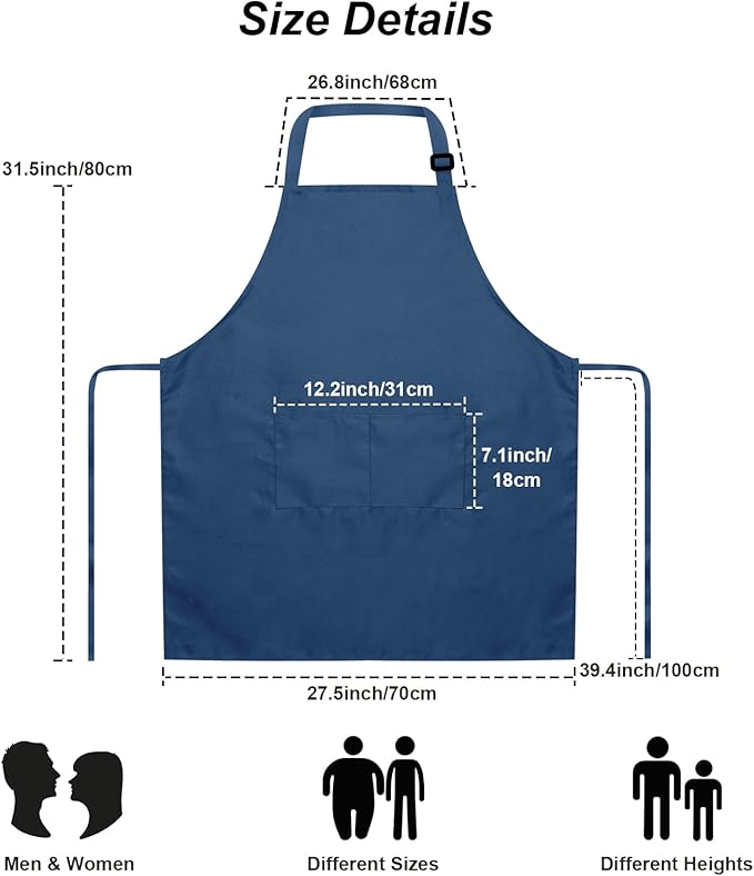 15 Pcs Adult Aprons Bulk with Pockets Adjustable Bib Chef Apron for Women Men Painting Cooking Crafting (S/L) - Image 5