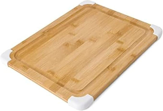 Farberware Nonslip Bamboo Cutting Board with Juice Groove, 11x14 Inch, White by Farberware