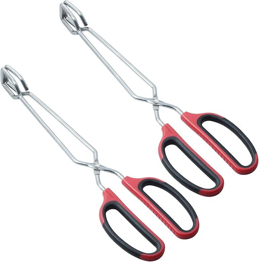 HINMAY Stainless Steel Scissor Tongs with Comfort-Grip Handle 12-Inch, Set of 2 by HINMAY