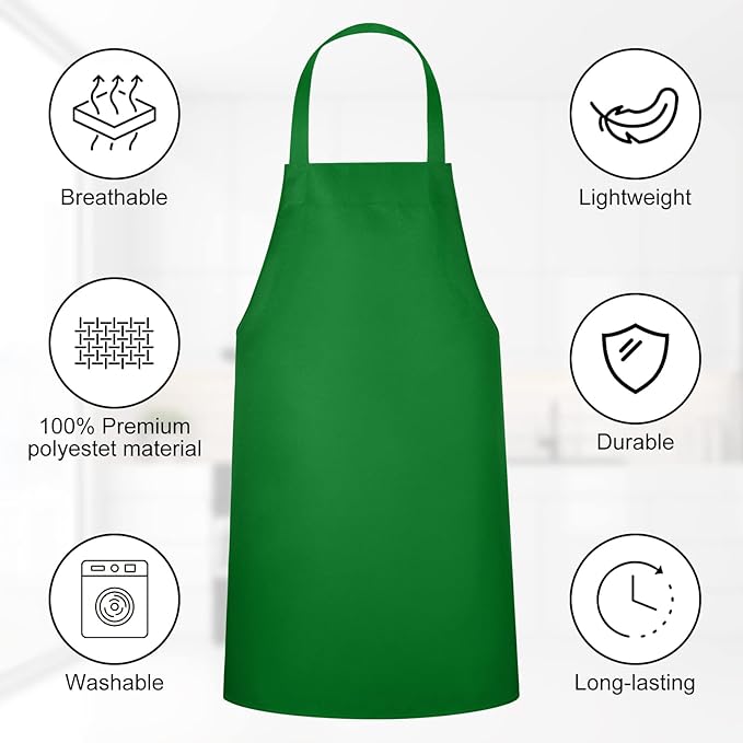 Foaincore Bib Aprons, Unisex Apron No Pocket Bulk Machine Washable Plain Aprons for Women Men Chef Kitchen Drawing - Image 3