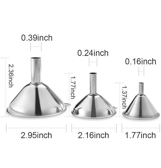 Metal Stainless Steel Funnel, Large Medium Small Funnel Set of 3, Food Grade Mini Kitchen Funnels for Transferring Essential Oils, Liquid, Fluid, Small Funnels for Filling Bottles Flask Cooking - Image 2
